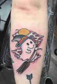 Materiale del tatuaggio del braccio, immagine colorata del tatuaggio del fantasma sul braccio del ragazzo