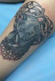 Immagine del tatuaggio del braccio Immagine del tatuaggio del braccio del ragazzo sulla pianta e cucciolo