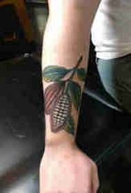Plant tattoo, boy's arm, coloured plant tattoo picture