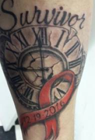 Orologio da tatuaggio, braccio da ragazzo, orologio da tasca, modello tatuaggio