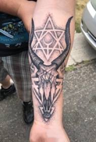 Goat head tattoo Satan boy arm on sheep head tattoo pattern