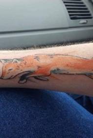 Пофарбована татуювання, хлопчача рука, кольорова картина татуювання лисиці