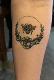 Arm tattoo material girl flower and bee tattoo picture