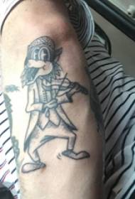 Tattoo crtani lik dječaka s crnom sivom crtani lik lika tetovaža
