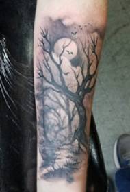 Tatuaje árbol y luna tatuaje patrón chica brazo en árbol y luna tatuaje foto