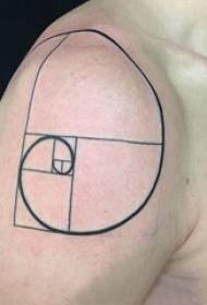 Geometrysk tatoeaazjepatroan jongensarm op minimalistyske line tatoeage ôfbylding