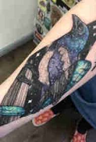 Arm tattoo material, male arm, feather at bird tattoo picture