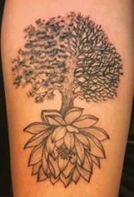 Pflanzen Sie Tattoo, Jungenarm, großen Baum und Lotus Tattoo Bild