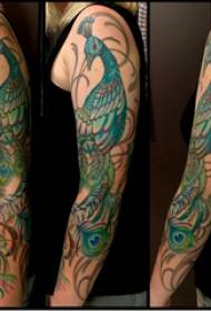 腕に孔雀のタトゥーパターンの女の子の孔雀のタトゥー画像