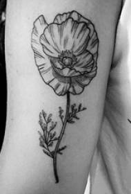 腕に小さな新鮮な植物の入れ墨の少女黒花の入れ墨画像