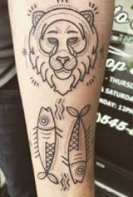 Lav glava tetovaža slika dječakova ruka jednostavna linija tetovaža Lev glava tetovaža slika