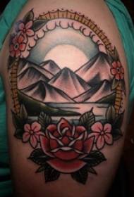 Hill peak húðflúr stelpuarmur á Hill peak tattoo mynd