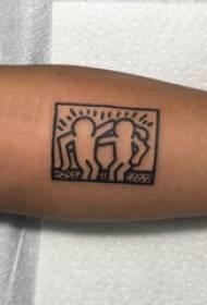 Illustrazione di tatuaggio di linea Stampa di tatuaggio minimalista maschile in bracciu neru