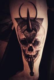 Tattooed girl, male man, tattoo on the arm