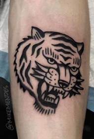 Tiger head tattoo style ذكر النمر رئيس على أسود النمر رئيس الوشم الصورة