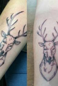 Μικρό ζευγάρι τατουάζ ζευγάρι χέρι σε μαύρο εικόνα τατουάζ elk