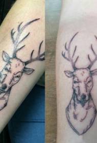 Kleng Déier Tattoo Koppel Aarm op schwaarze Elk Tattoo Bild