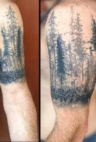 Woods tatuering mönster schoolboy arm på kreativa trä tatuering bild