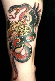 Baile tatuaż zwierzęcy chłopiec duży wąż ramię i obraz tatuażu lamparta