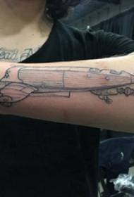Самолет татуировка момче оръжие на снимка татуировка черен самолет