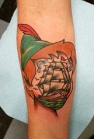 Tattoo Lundrimi me anije me anije djaloshi Piktura e armëve Tattoo me vela me vela tatuazhi