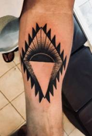 Gambar lengan tato anak sekolah lengan pada gambar geometri dan matahari terbenam tato