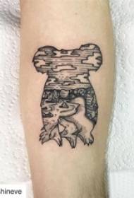 Animal tatuointi siluetti poika käsivarsi eläinten ja maiseman tatuointi kuvaa