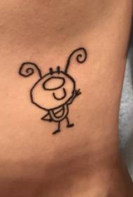 Tattoo მულტფილმი კაცი სტუდენტური მკლავი შავი ჯოხი ფიგურის tattoo სურათზე