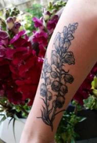 Brako de tatuaje knabino sur la bela planto de tatuaje