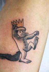 Enkel linje tatovering tegneseriefigur tatoveringsbilde på mannlig arm