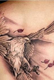 Girls back domineering eagle wings tattoo picture