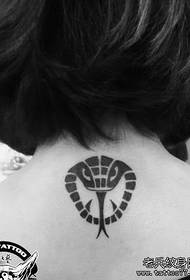 Girl back a totem cobra tattoo pattern