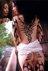 sexy beauty full nude back tattoo ຮູບພາບ