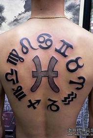 Wzór tatuażu konstelacji: wzór tatuażu z tyłu dwunastu gwiazdozbiorów totemicznych