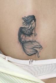 Modello di tatuaggio di pesce inchiostro posteriore femminile
