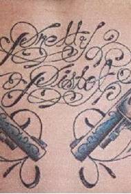 pojkar tillbaka musik symbol skal pistol tatuering mönster bild