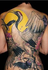 mtindo mzuri wa kuangalia kamili-utu wa rangi ya crane tattoo picha