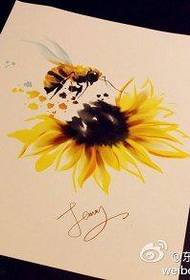 عباد الشمس الملونة النحل العمل الوشم