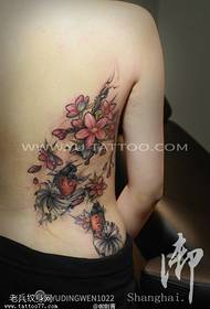 Узорак за тетоважу рибљег цвета са леђима у боји