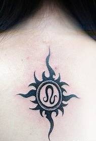 small fresh Back sun totem tattoo pattern picture