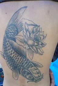hübscher Kerl zurück Lotus Squid Tattoo Bild