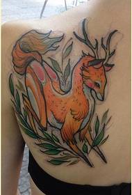 moda klasik arka kişilik renk antilop dövme deseni resmi