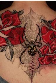 Модний жіночий задній гарний малюнок павука шовкові троянди