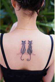 fashion women back personality cat tattoo pictures to enjoy pictures