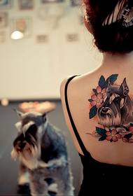 roztomilý pes zpět inkoust portrét tetování obrázek