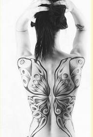 सेक्सी महिला पूर्ण पीठ तितली टैटू चित्र का आनंद लेने के लिए