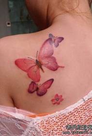 Beautiful back color butterfly tattoo pattern