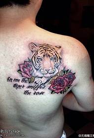 Balik nga kolor nga tigre nga rosas nga litrato sa tattoo