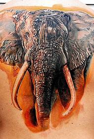 Dzīvnieku tetovējums: Atpakaļ 3D krāsu ziloņu tetovējums