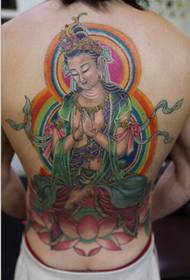 Stylish personality sitting on the back of the lotus flower tattoo picture